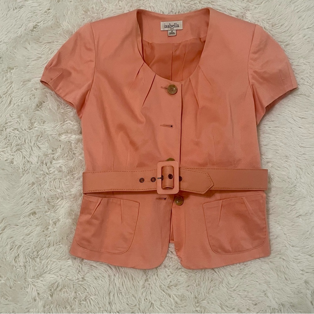 Isabella Coral Belted Short Sleeve Blazer